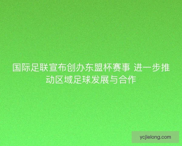国际足联宣布创办东盟杯赛事 进一步推动区域足球发展与合作