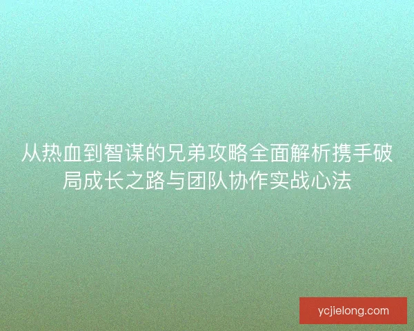 从热血到智谋的兄弟攻略全面解析携手破局成长之路与团队协作实战心法 从热血到智谋的兄弟攻略全面解析携手破局成长之路与团队协作实战心法